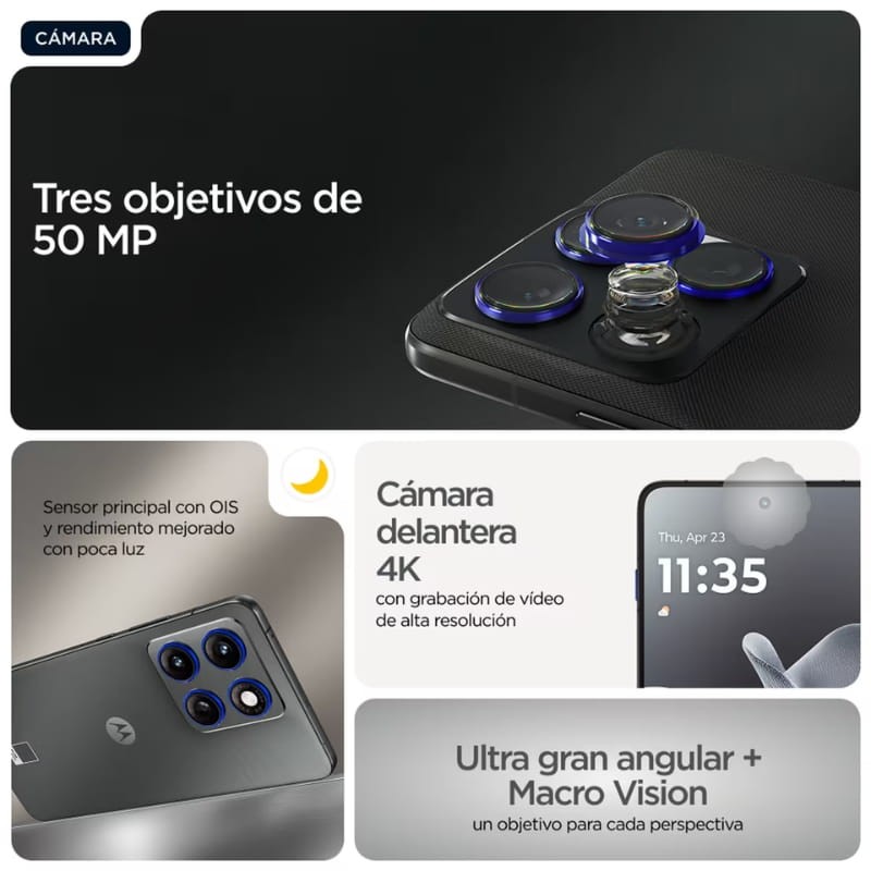 Motorola Edge 70 5G 12Go/512Go Double SIM Gris - système de caméras