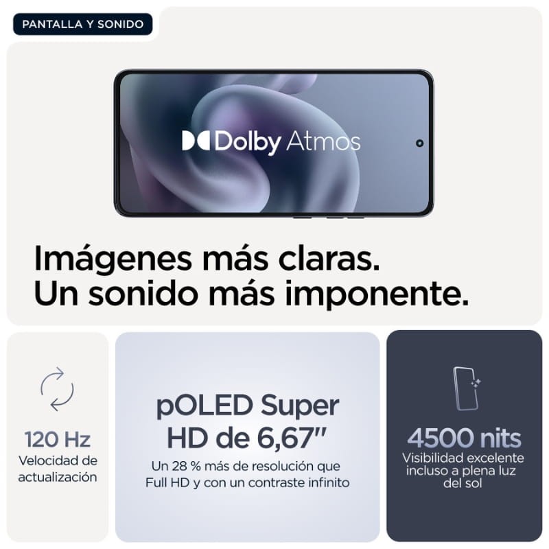 Motorola Moto G86 5G 8GB/256GB Azul Oscuro - características de la pantalla