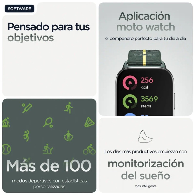 Motorola Moto Watch Fit Verde - modos deportivos y monitor de sueño