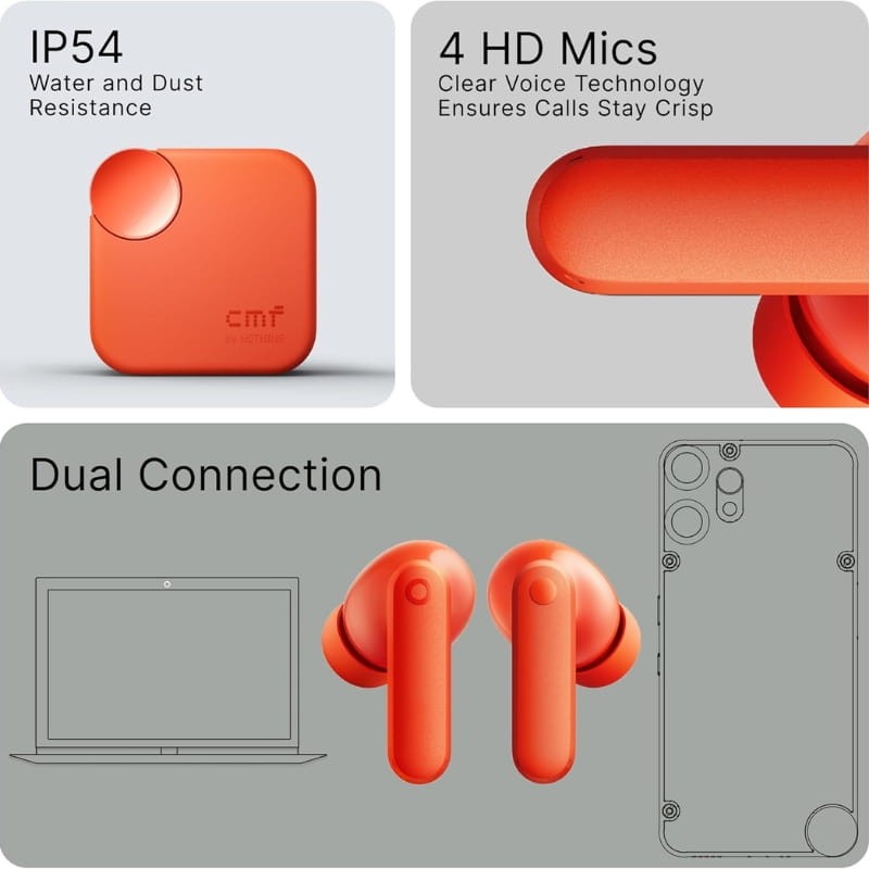 Nothing CMF Buds 2A ANC Laranja - funções principais