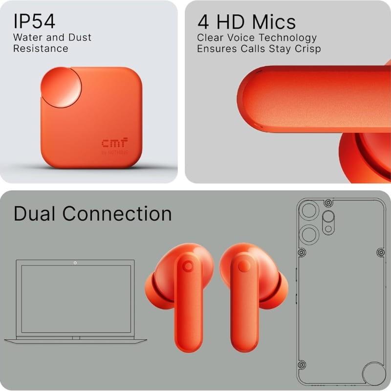 Nothing CMF Buds 2A ANC Laranja - funções principais