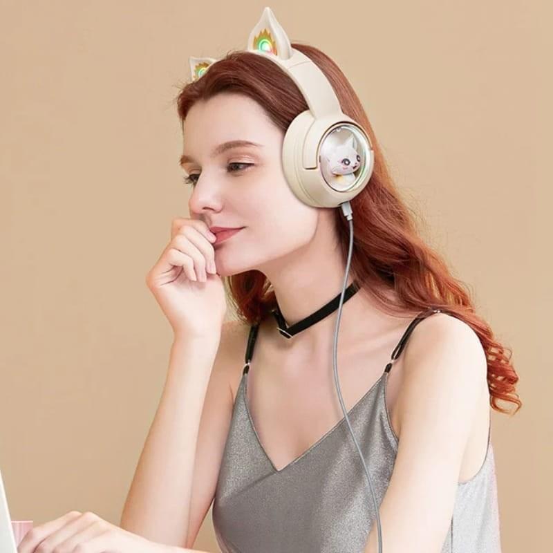 ONIKUMA B5 RGB Beige - Auriculares Gaming - cable de conexión de 3,5 mm