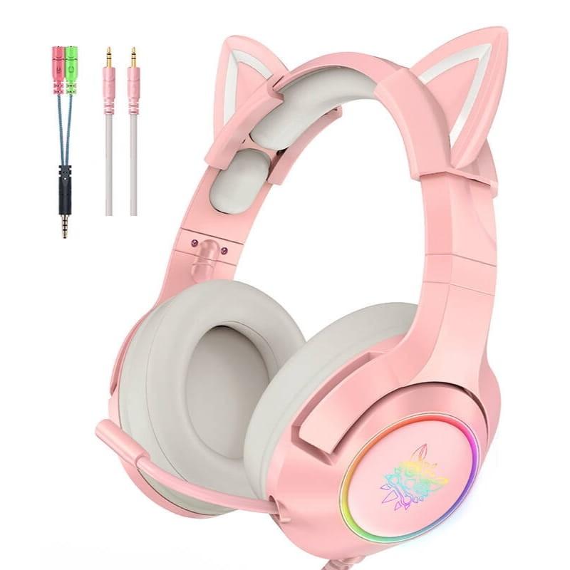 ONIKUMA K9 RGB Rosa - Auriculares Gaming - conectores
