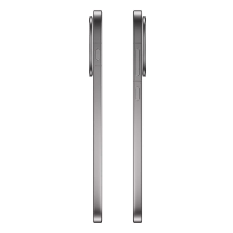 Oppo Find X9 5G 16GB/512GB Cinzento Titânio com laterais metálicas planas, módulo de câmara saliente e botões de volume e energia bem definidos