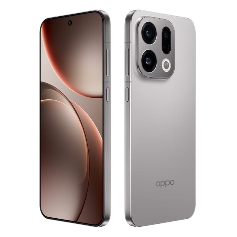 Oppo Find X9 5G 16GB/512GB Cinzento Titânio com ecrã perfurado, moldura metálica e módulo de câmara tripla grande com flash circular