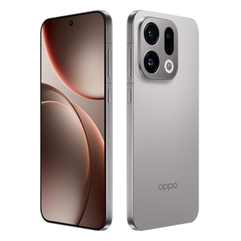 Oppo Find X9 5G 16GB/512GB Cinzento Titânio com ecrã perfurado, moldura metálica e módulo de câmara tripla grande com flash circular