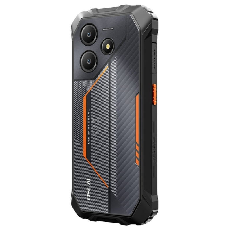 Oscal Marine 2 8GB/256GB Laranja Rugged - vista traseira a 45 graus