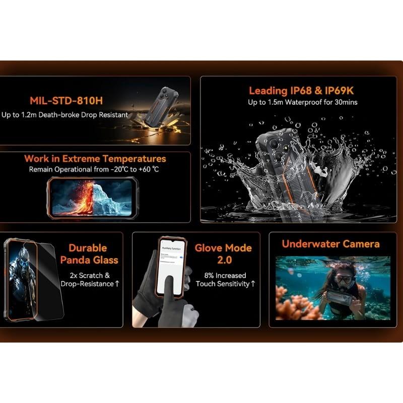 Oscal Marine 2 8GB/256GB Laranja Rugged - resistência de projeto