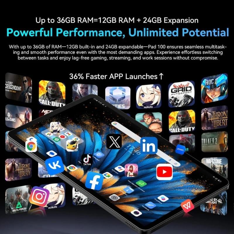 Oscal Pad 100 12 polegadas 8GB/256GB WiFi+4G Cinzento - capacidade de memória