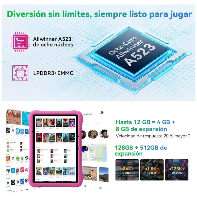 Oscal Pad 60 Kids 10,1 4Go/128Go WiFi Bleu - processeur et mémoire