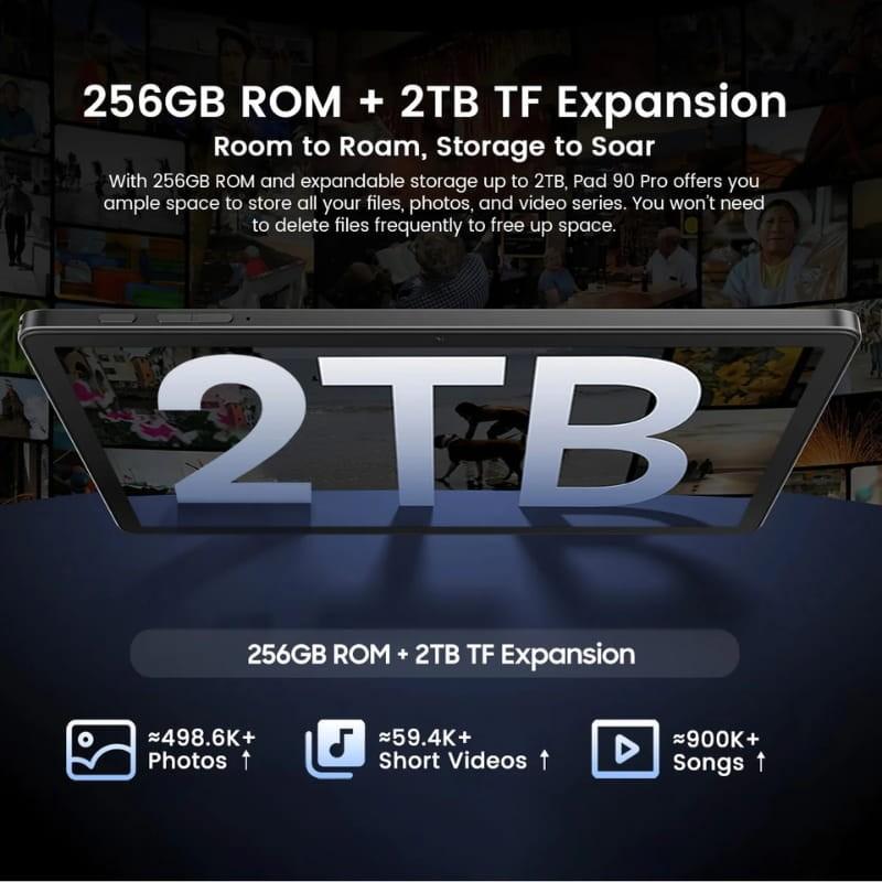 Oscal Pad 90 Pro 8Go/256Go WiFi + 4G Gris - capacité de stockage