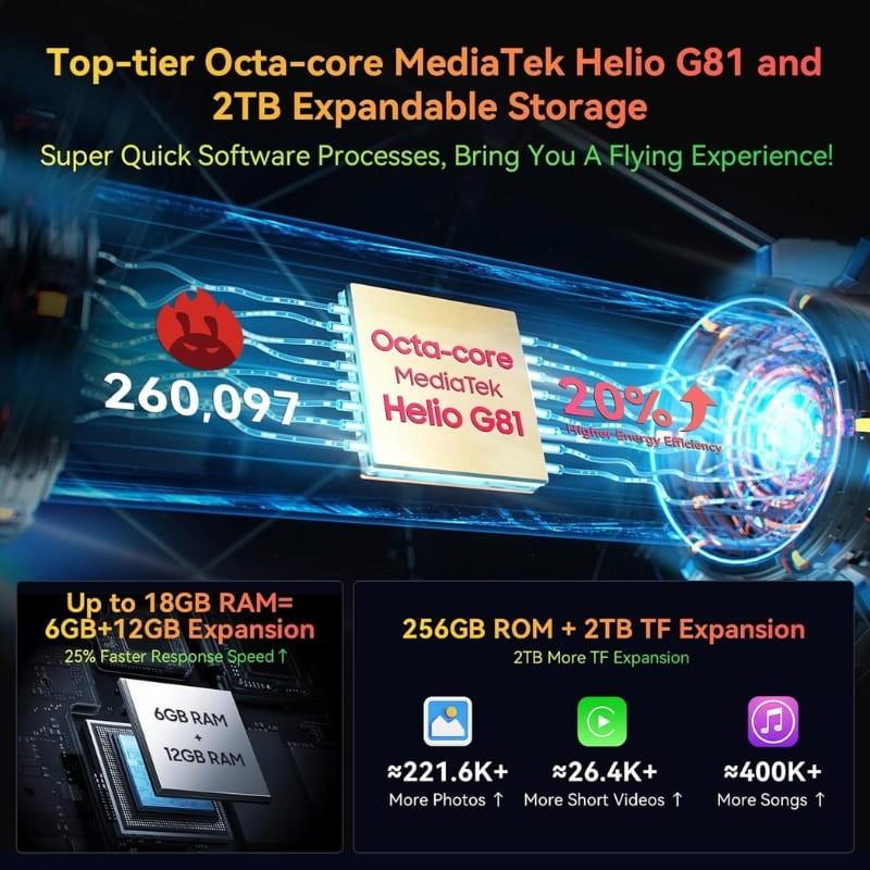 Oscal Pilot 1 6GB/256GB Preto Rugged - processador