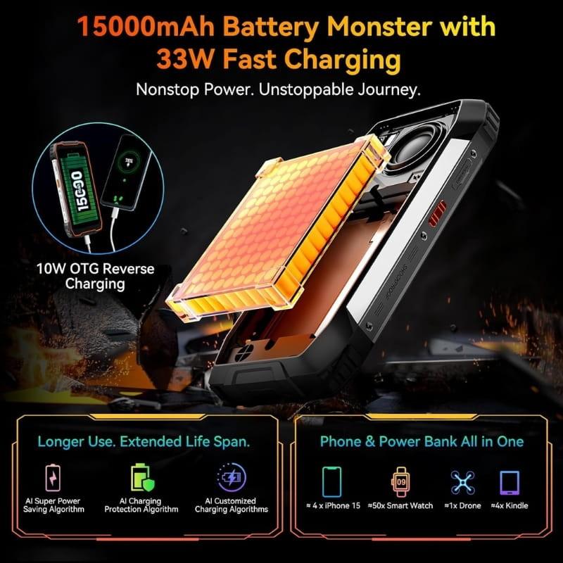 Oscal Pilot 1 6GB/256GB Preto Rugged - capacidade da bateria