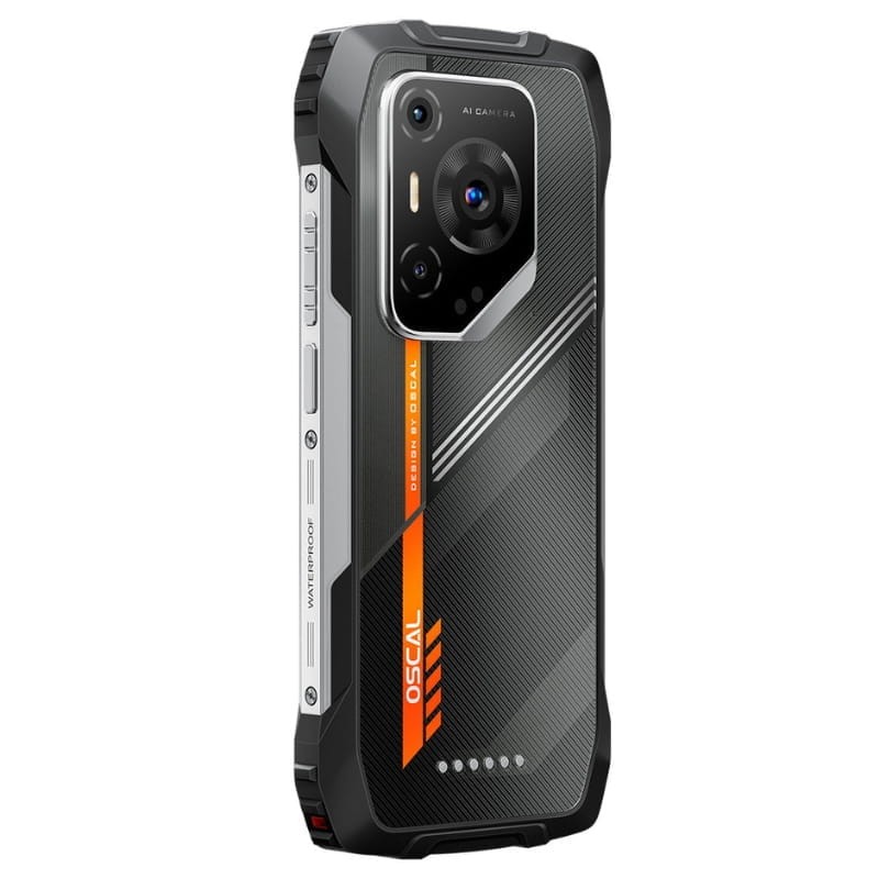 Oscal Pilot 3 5G 12GB/256GB Naranja Rugged - vista trasera a 45 grados