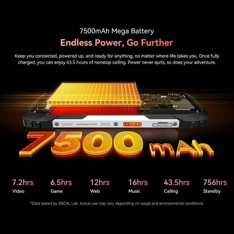 Oscal Pilot 3 5G 12GB/256GB Negro Rugged - capacidad de la batería