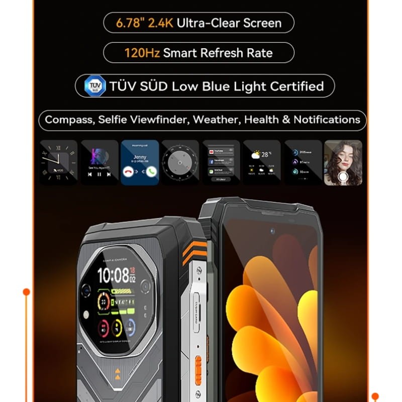 Oscal Tank 1 5G 12GB/256GB Preto Rugged - características do ecrã