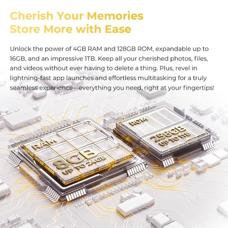 Oukitel C61 Pro 8GB/256GB Dourado - capacidade de memória