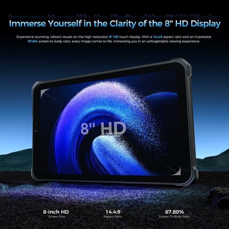 Oukitel RT3 Plus 8'' 4GB/128GB WiFi + 4G Negro - características de la pantalla