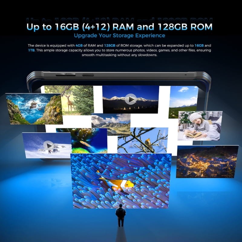 Oukitel RT3 Plus 8'' 4GB/128GB WiFi + 4G Negro - capacidad de memoria