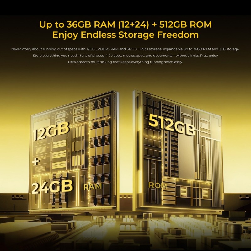 Oukitel WP60 5G 12GB/512GB Preto - capacidade de memória