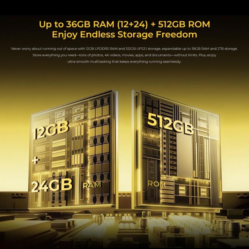 Oukitel WP60 5G 12GB/512GB Preto - capacidade de memória