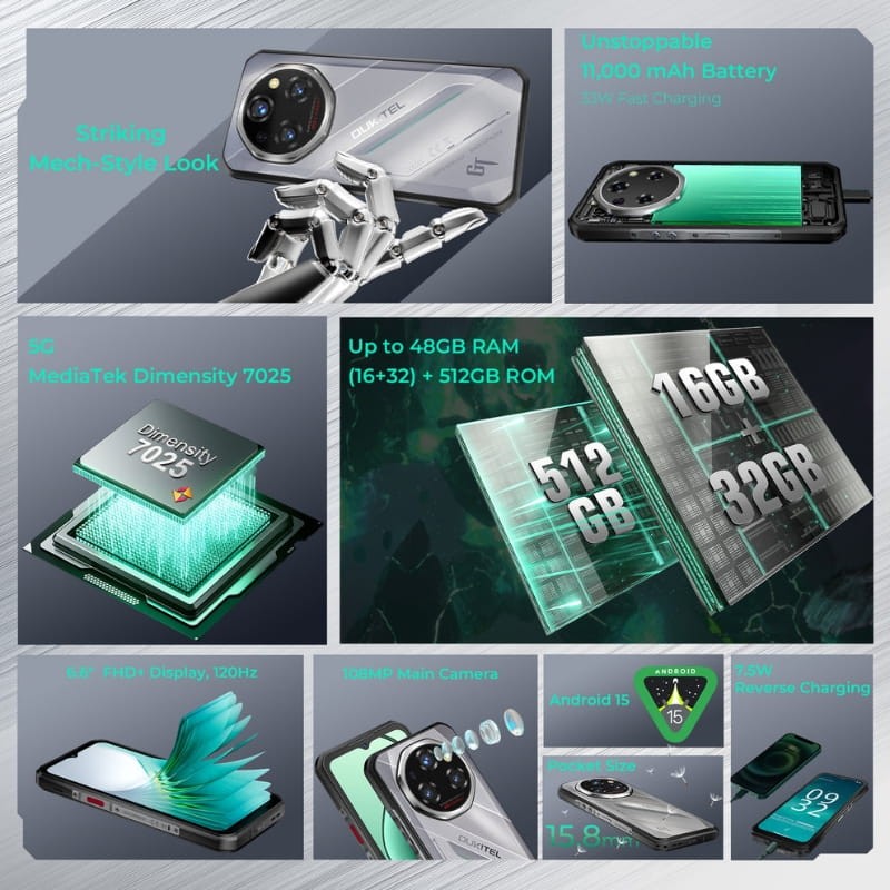 Oukitel WP62 5G 16GB/512GB Negro Rugged - aspectos destacados