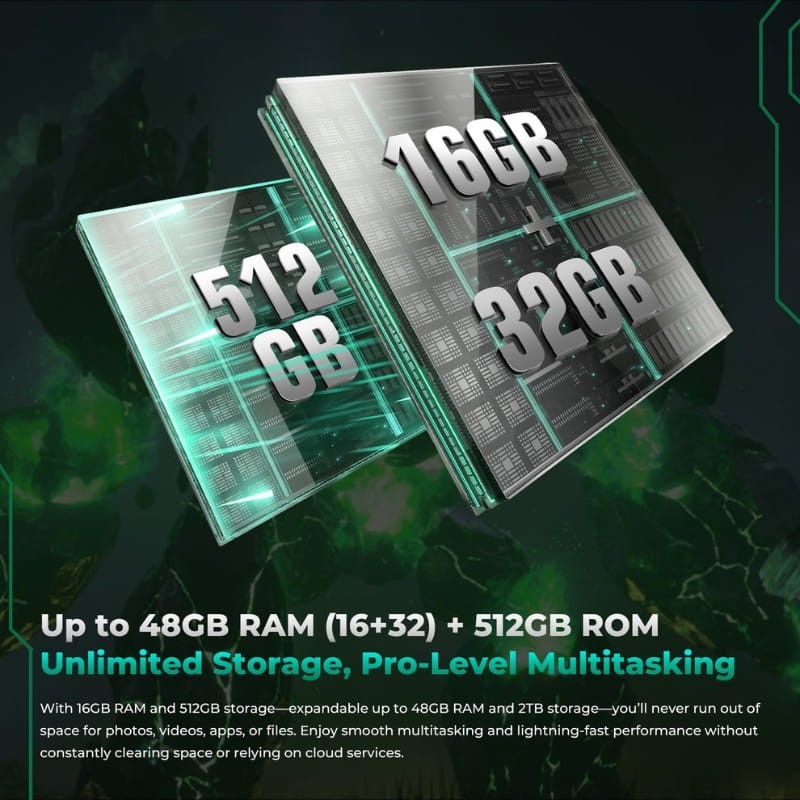 Oukitel WP62 5G 16GB/512GB Negro Rugged - capacidad de memoria