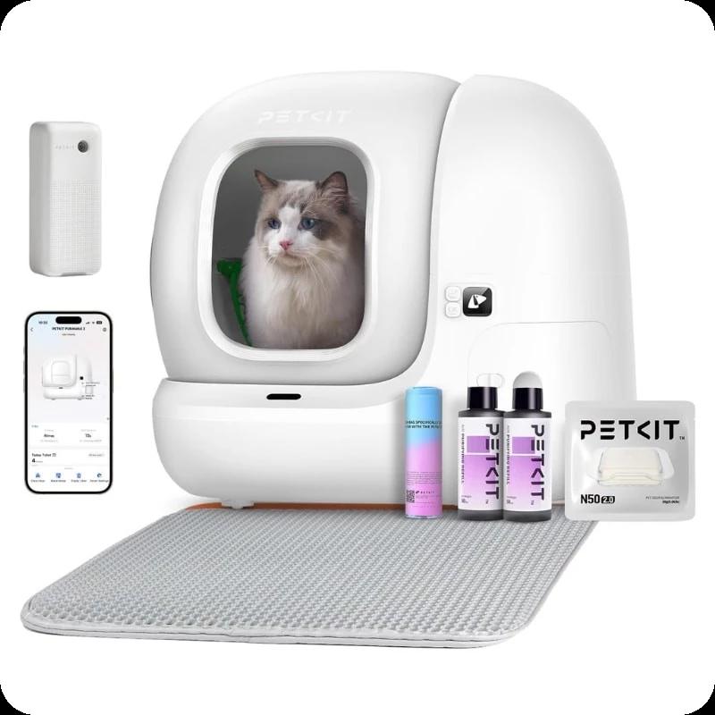 Arenero Automático PETKIT Pura Max 2 - Con tecnología xSecure e incluye kit de eliminación de olores - Control APP - Capacidad extragrande