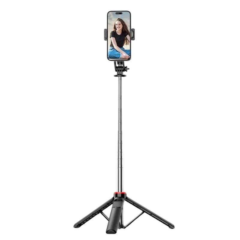 Palo Selfie C13D con Led, Trípode extensible 1.35m para Móviles y cámaras - con mando inalámbrico Negro