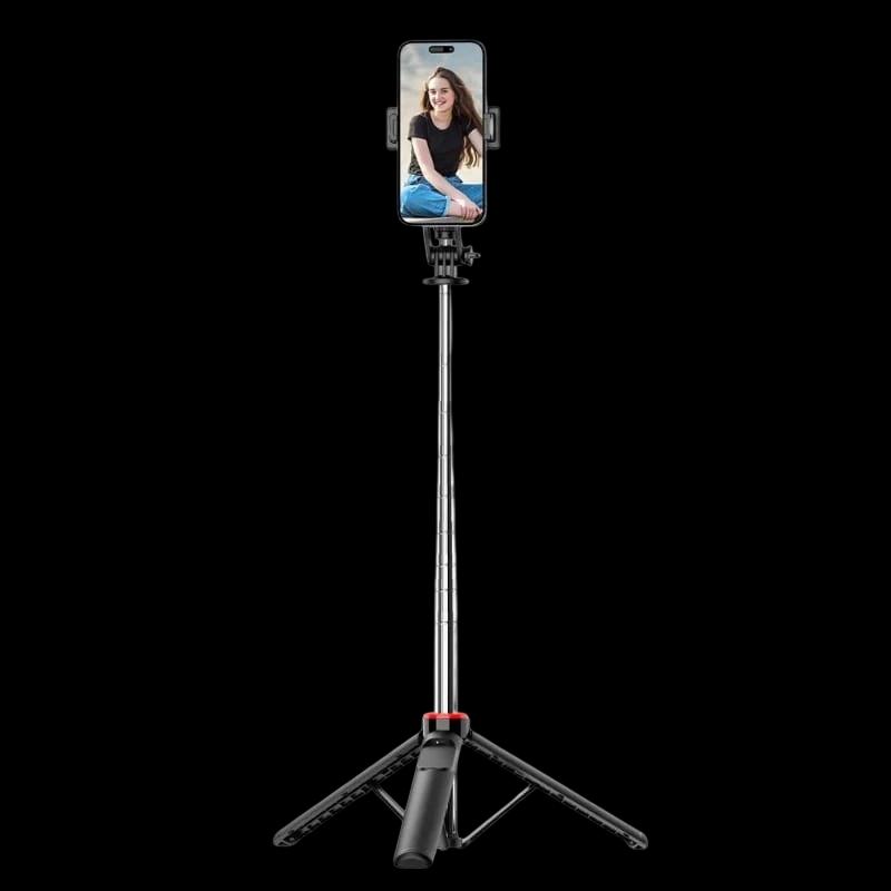 Palo Selfie C13D con Led, Trípode extensible 1.35m para Móviles y cámaras - con mando inalámbrico Negro