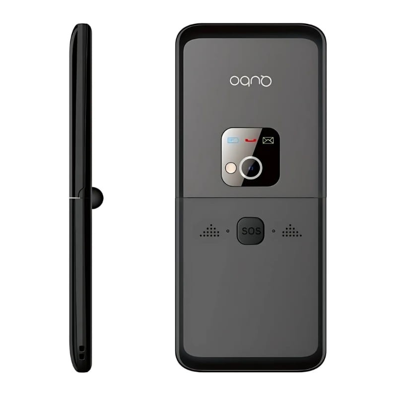 Qubo X-10 Negro - Teléfono Móvil para Personas Mayores - vista trasera y lateral