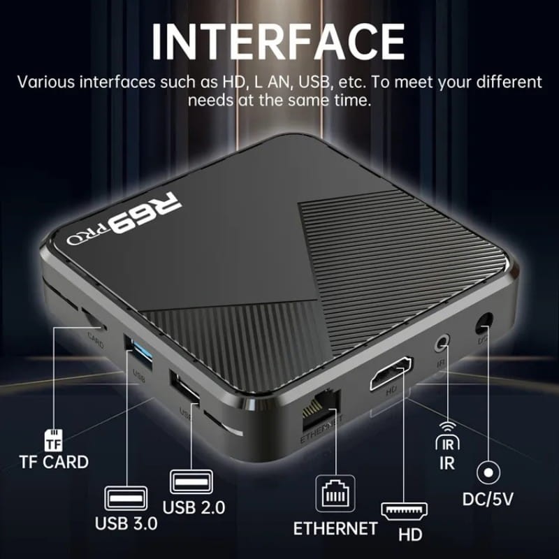 R69 Pro 2Go/16Go 8K WiFi 6 Android 14 - interface