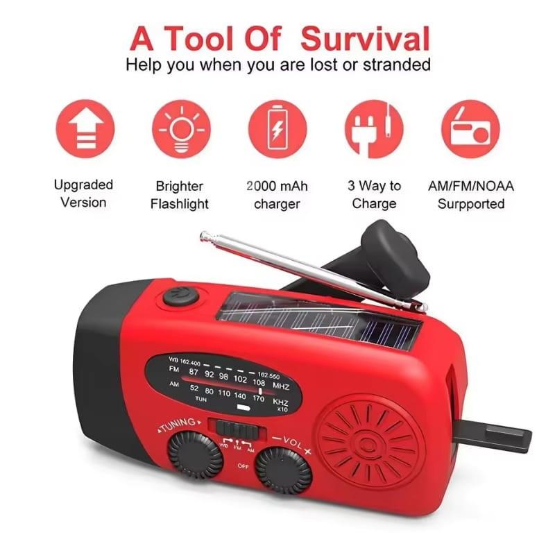 Radio Stonego 2000 mAh Rojo - Radio de Emergencia - funciones principales
