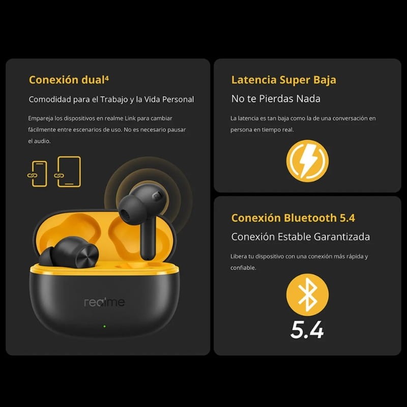 Realme Buds T200 Lite Negro - conectividad inalámbrica