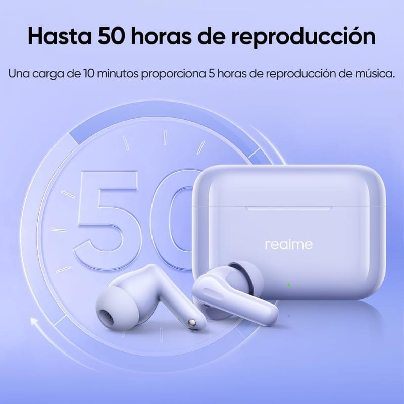 Realme Buds T200 ANC Negro - duración de la batería