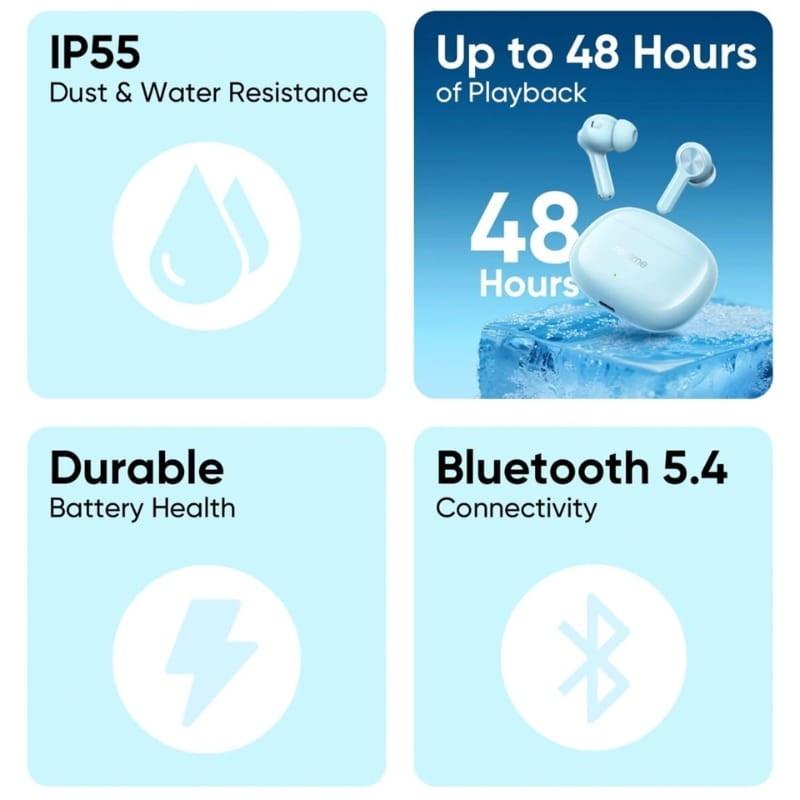 Realme Buds T200x ANC Azul - caraterísticas principais