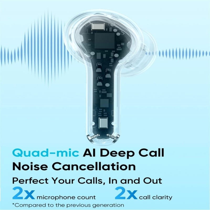 Realme Buds T200x ANC Azul - sistema de microfone