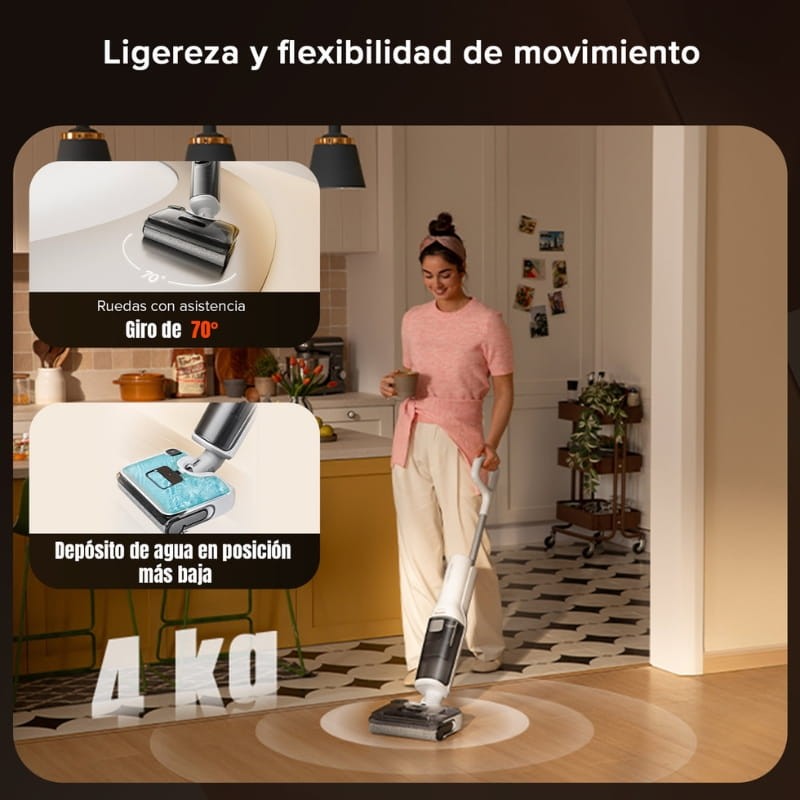 Roborock F25 RT 870 ml Blanc - le poids et la flexibilité