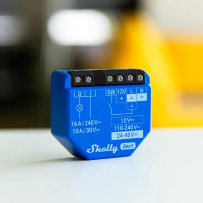 Shelly 1 Gen3 Bleu - Relais intelligent WiFi - vue de face