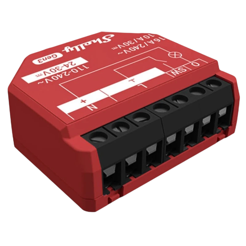 Shelly 1PM Gen3 Rojo - Relé Inteligente WiFi