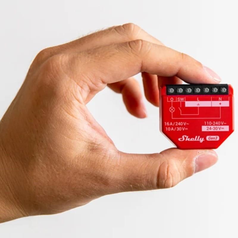 Shelly 1PM Gen3 Rojo - Relé Inteligente WiFi - tamaño compacto