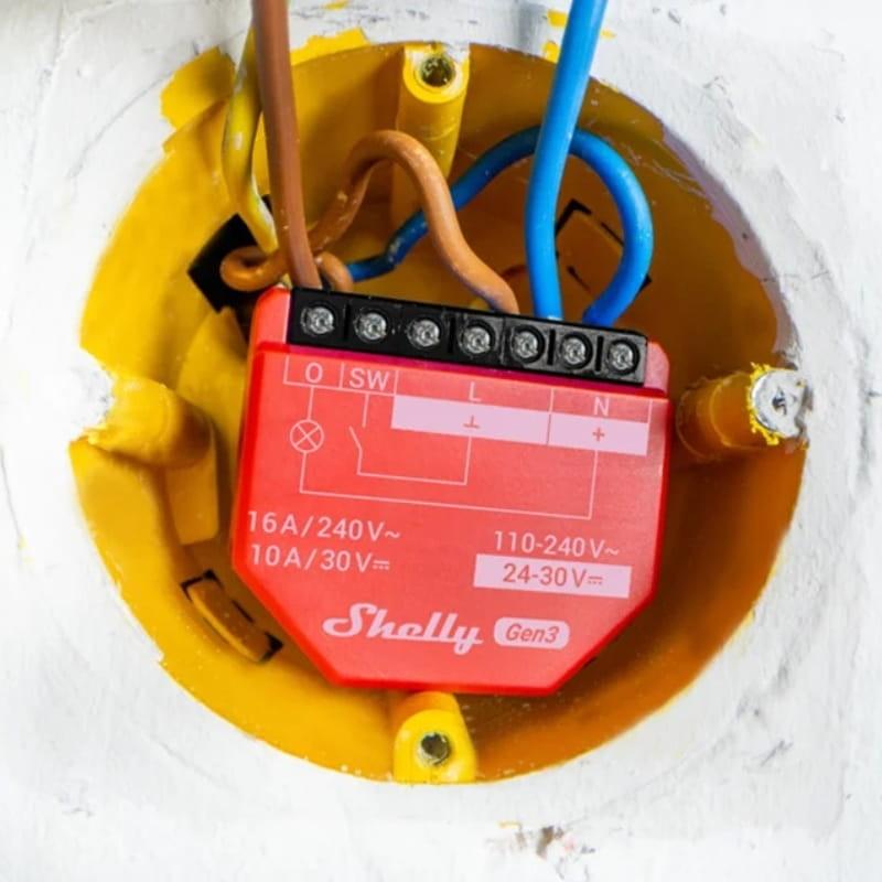 Shelly 1PM Gen3 Rojo - Relé Inteligente WiFi - instalación