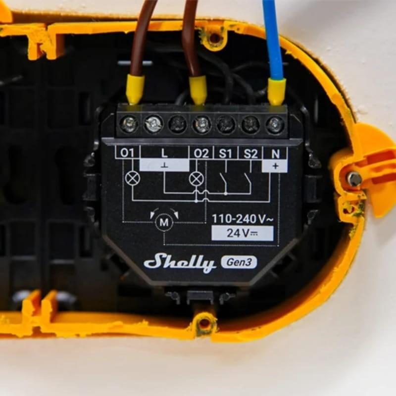 Shelly 2PM Gen3 Noir - Relais intelligent WiFi - montage de l'interrupteur