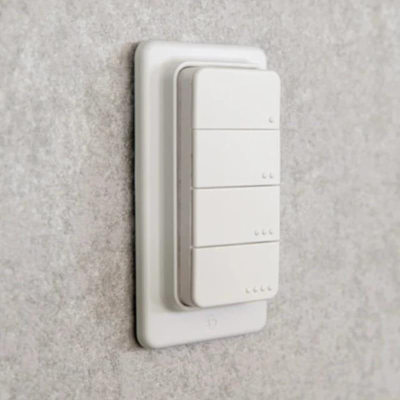 Shelly BLU RC Button 4 Botones Blanco - Interruptor Inteligente - vista a 45 grados