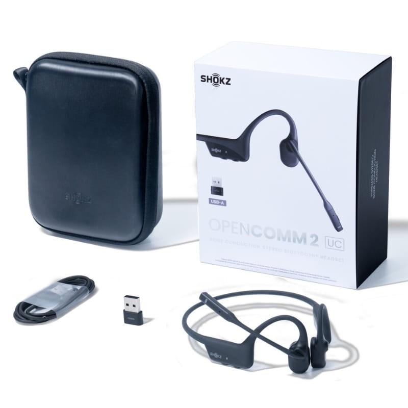 Shokz OpenComm 2 UC USB-A Negro - Auriculares de Conducción Ósea - contenido de la caja
