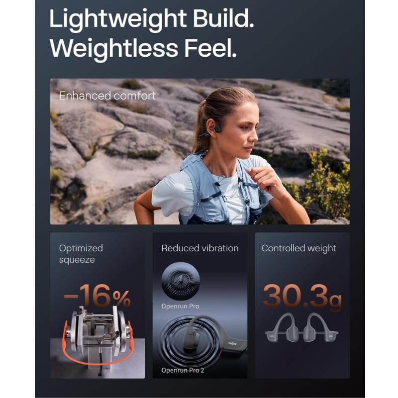 Shokz OpenRun Pro 2 Negro - diseño ligero