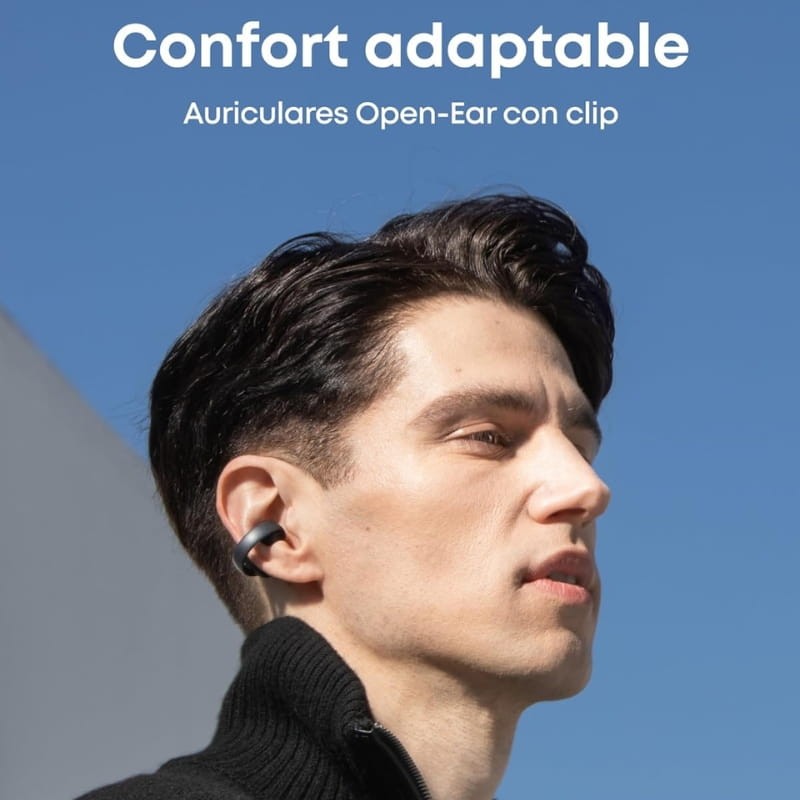 Soundcore AeroClip Preto - design de ouvido aberto