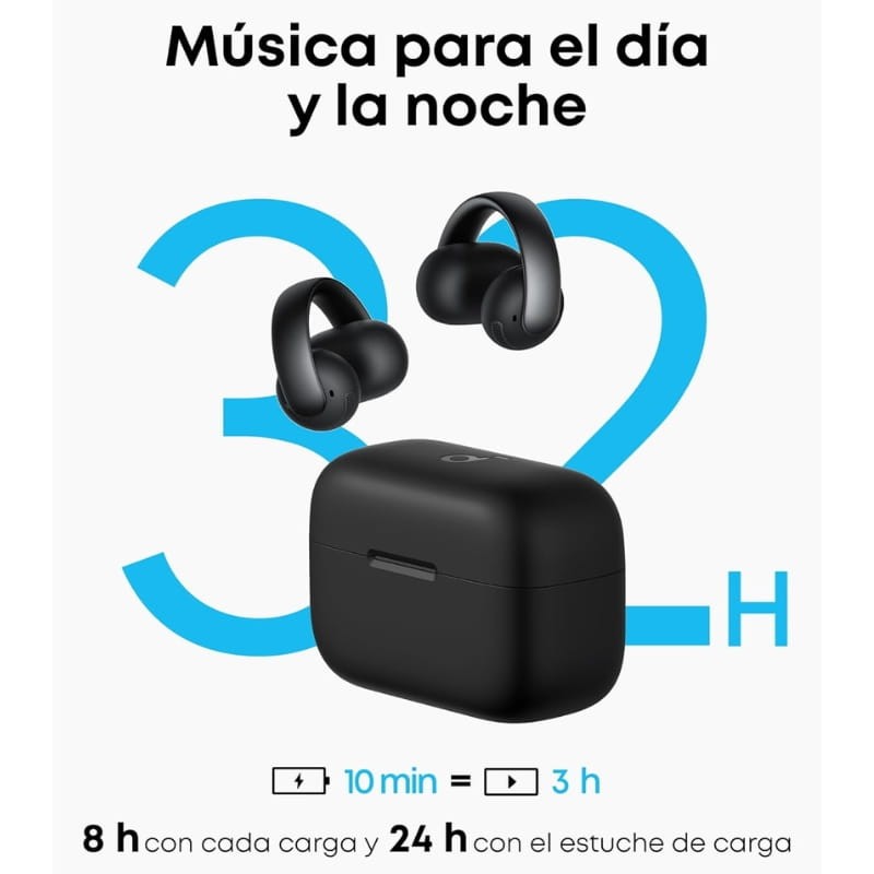 Soundcore AeroClip Preto - duração da bateria