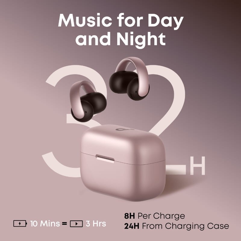 Soundcore AeroClip Rosa - duración de la batería