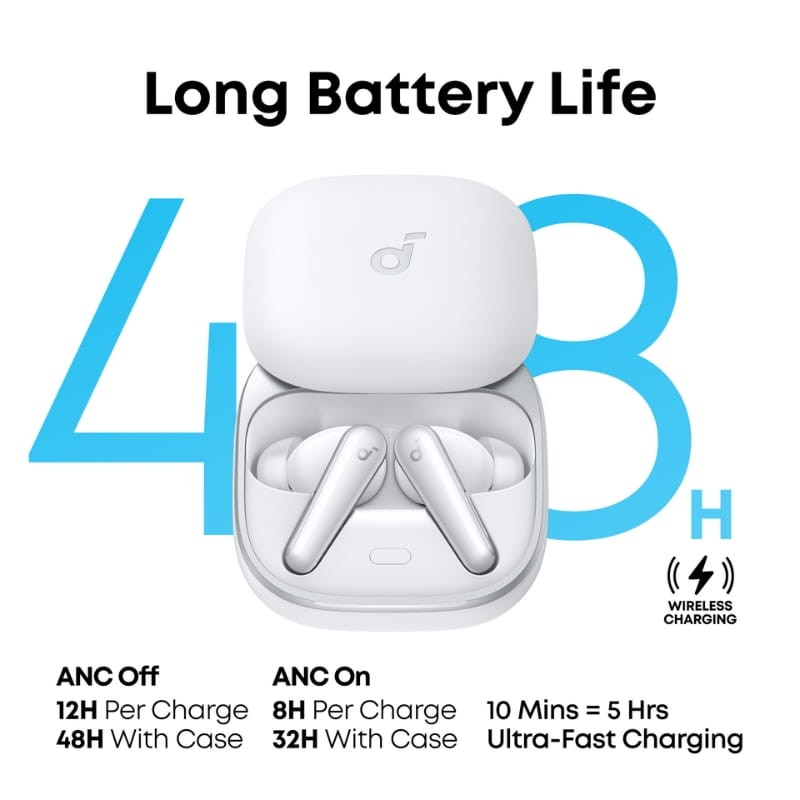 Soundcore Liberty 5 ANC Branco - duração da bateria